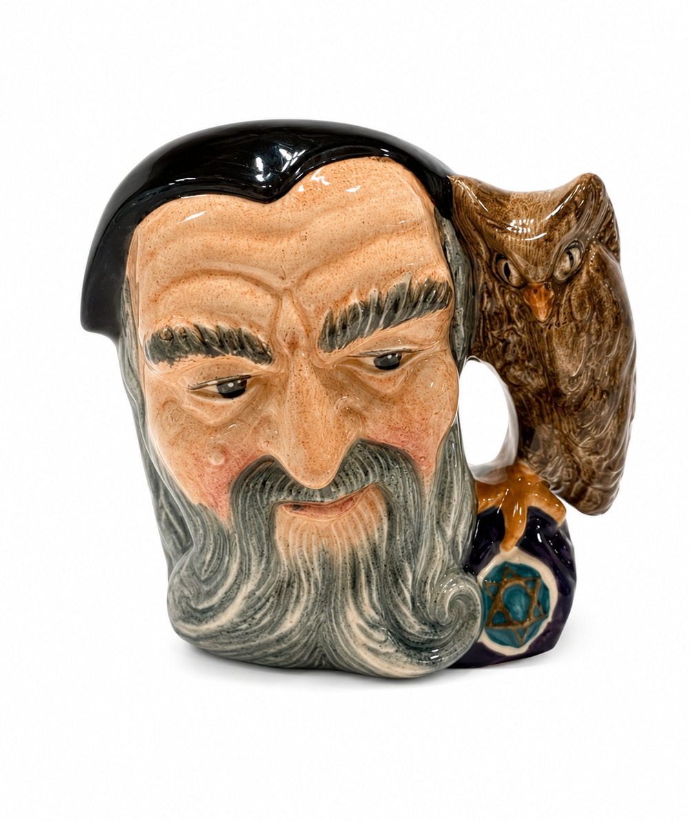 Royal Doulton Merlin Wizard Owl 4" Toby Mug Character Jug D6536 Vtg 1959 England